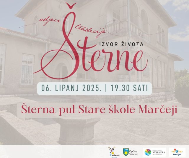 🎶Pridružite nam se na glazbeno scenskoj večeri bogatoj pjesmom i domaćom riječi. 

Nastupit će klapa CIS, Ivana Marčelja i Dorijan Biondić. Literarni dio upotpunit će Patrik Host i Marina Frlan - Jugo. 

👉Šterne - izvor života, subota, 06.06. u 19,30 sati ispred Stare škole Marčelji. 

Znate nekoga tko bi uživao u ovoj domaćoj večeri? Podijelite ovu objavu s njima ili ih tagirajte u komentaru ispod :) 

#viskovo #viškovo #visitviskovo #visitviškovo #concert #koncert  #rijeka #događanja  #šterne #visitkvarner #visitcroatia #viskovocroatia